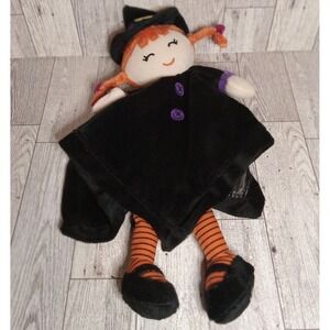 Carters Witch Halloween Orange Hair Doll Plush Lovey Black Security Blanket